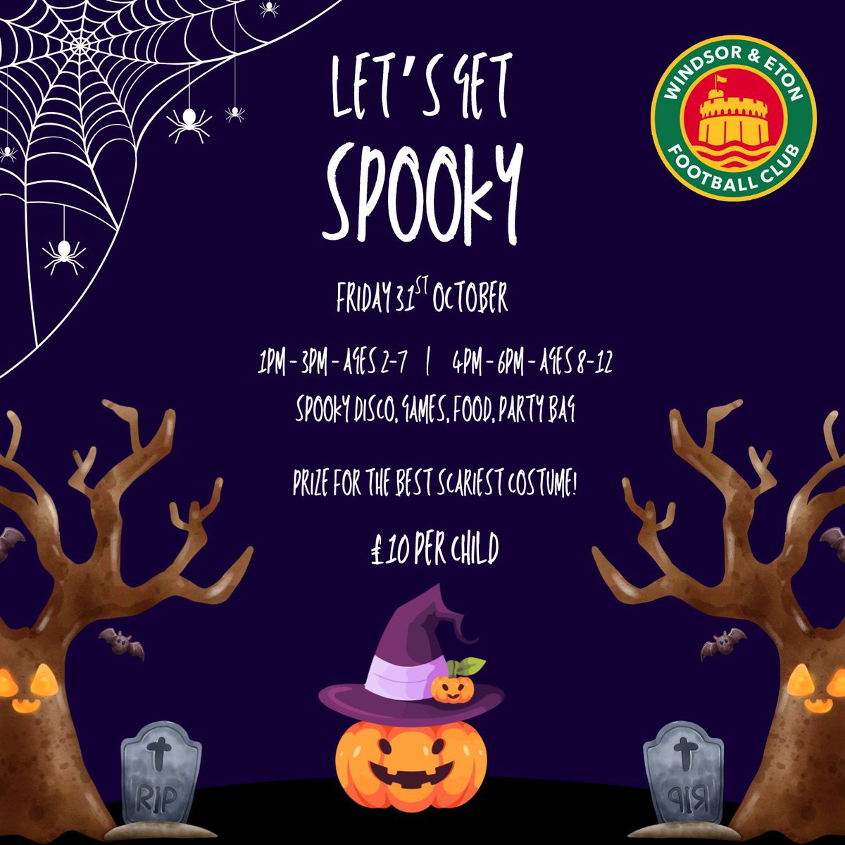 🔴 DATE FOR DIARY 🟢

Let's Get Spooky!! 

Book tickets now for our WEFC Halloween Kids Party on Friday 31st October. 

We will be holding 2 parties for 2 different age groups.

Get your tickets now 👍

🔗 eventbrite.com/e/lets-get-spo…