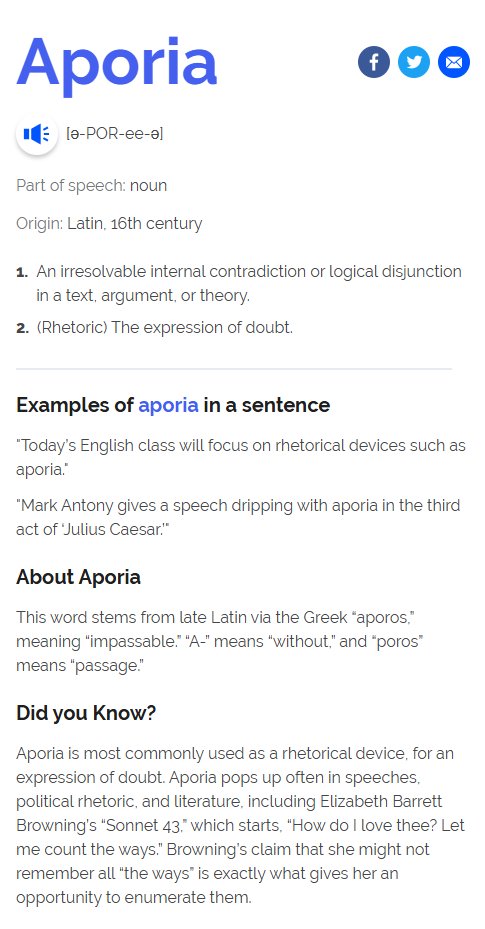Leslie Ann Boisselle ๐น๐น๐น๐น๐น๐น (@trinilab) on Twitter photo Word of the Day  APORIA Word of the Day  APORIA