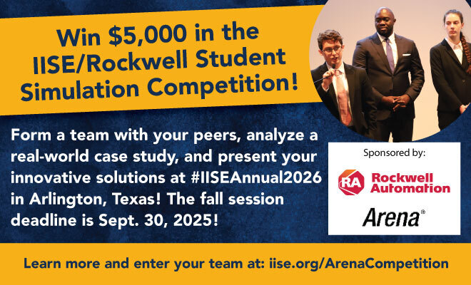 iisenet's tweet photo. Have you got what it takes to take home the top prize? Win $5,000 in the IISE/Rockwell Student Simulation Competition! Details at https://t.co/mWxERGYdEu https://t.co/PiB7xI05n9