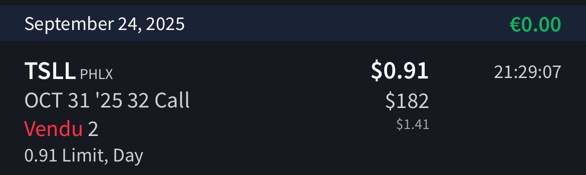 omnipotenscap's tweet image. Trade $TSLL.
Delta ~20
Ces 200 actions m’ont été assignées à un prix de 16 et 16,5. Si elles partent, pas de problème, c’est le principe du wheel.
Discipline : toujours rester aligné avec mon process (DTE ~45, delta faible).