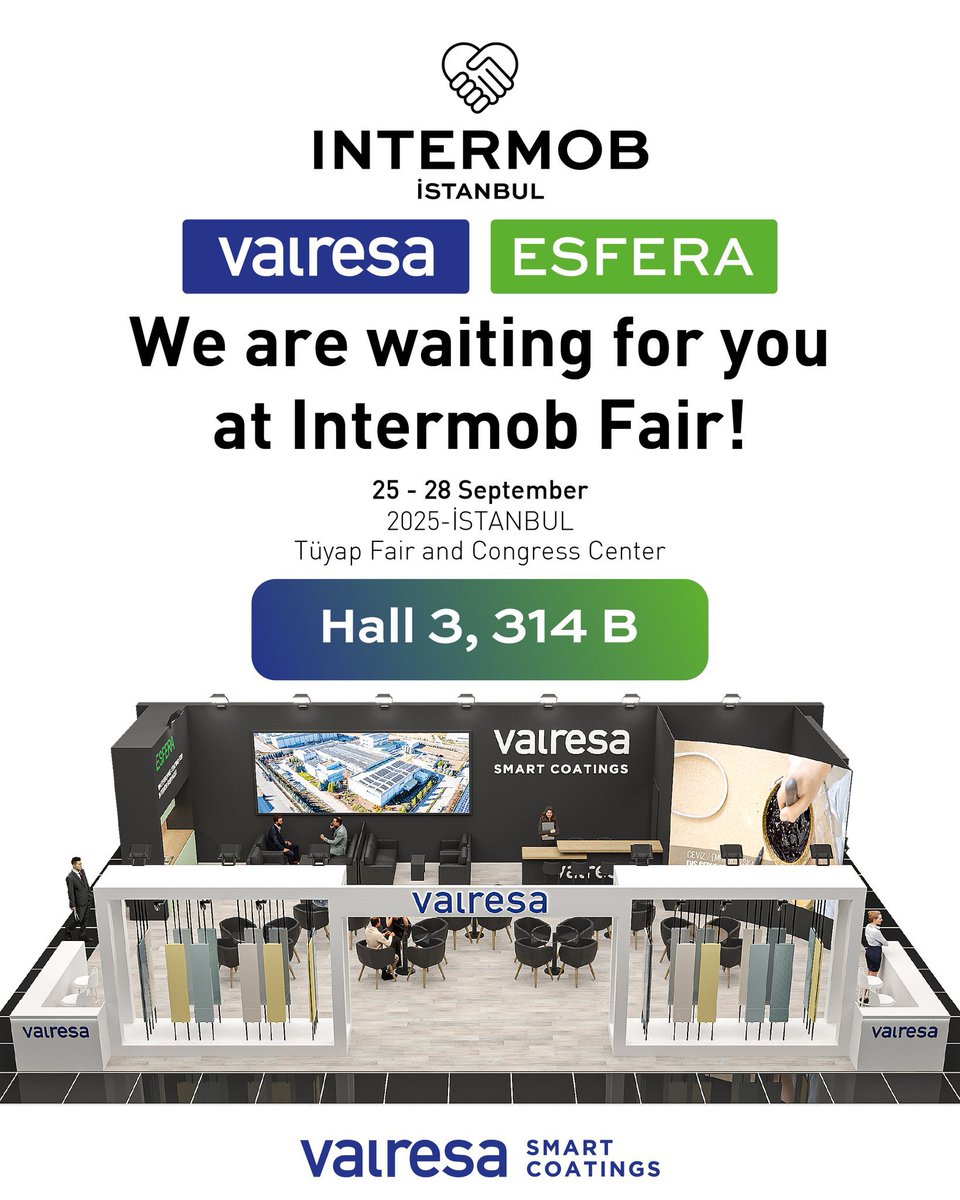 daloglultd's tweet photo. Let’s meet at INTERMOB 2025! ✨

We’ll be at the Istanbul TÜYAP Fair and Congress Center between September 25–28.
You are warmly invited to visit us at Hall 3 – Booth 314 B.

#Valresa #Esfera #fuar #exibition #intermob2025 https://t.co/TxD90tVwiK