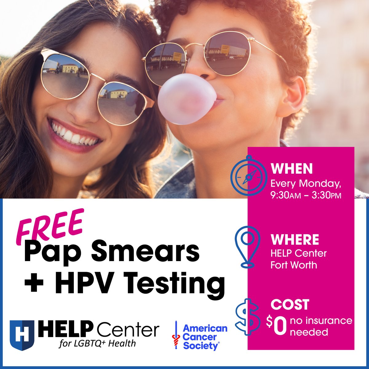 helpcentertx's tweet image. HELP Center - Fort Worth is offering FREE Pap smears + HPV testing every Monday! 

HPV is common, cervical cancer often has no early signs—early detection is everything.

Learn more &amp;amp; Sign Up!!
helpcentertx.org/free-pap-smear…