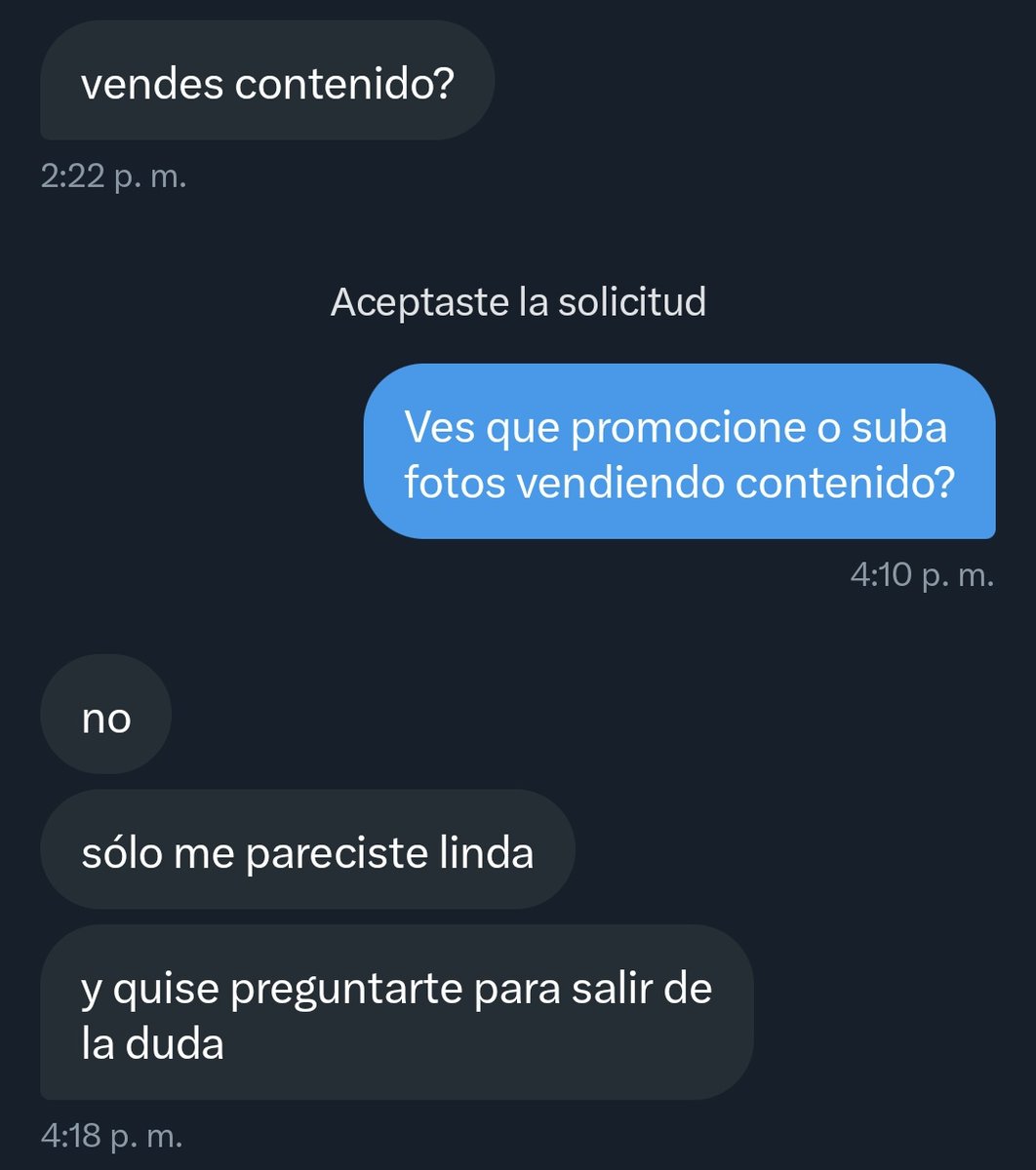 Califoxnya's tweet image. - ¿Vendes contenido?
+¿Ves que venda contenido?
- No, solo me pareciste linda
+¿Entonces que te hace pensar eso?
- Yo no he pensado eso POR ESO HICE LA PREGUNTA.
En su cabeza tenía pinta de tener una lógica aplastante.