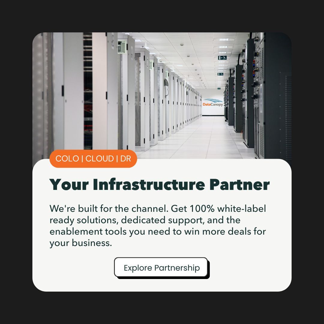 datacanopy's tweet image. 🤝 Grow your business with the right infrastructure partner.

✔ 100% white-label ready solutions
✔ Dedicated partner support
✔ Enablement tools to help you win more deals

🔗 Explore partnership opportunities today.

#DataCanopy #MSP #ChannelPartners #Colocation #Cloud