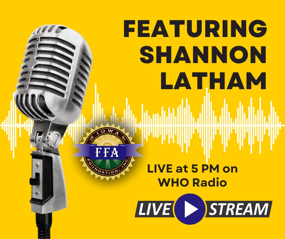 Iowa FFA Foundation (@iaffafoundation) on Twitter photo đź“» Tune in TODAY at 5 PM CST!
Simon Conway chats with our new Iowa FFA Foundation Executive Director, Shannon Latham, on NewsRadio 1040 WHO. 🌟
📡 1040 AM or listen live 👉 iheart.com/live/newsradio…
#FFA #AgEducation #Leadership #IowaFFA đź“» Tune in TODAY at 5 PM CST!
Simon Conway chats with our new Iowa FFA Foundation Executive Director, Shannon Latham, on NewsRadio 1040 WHO. 🌟
📡 1040 AM or listen live 👉 iheart.com/live/newsradio…
#FFA #AgEducation #Leadership #IowaFFA