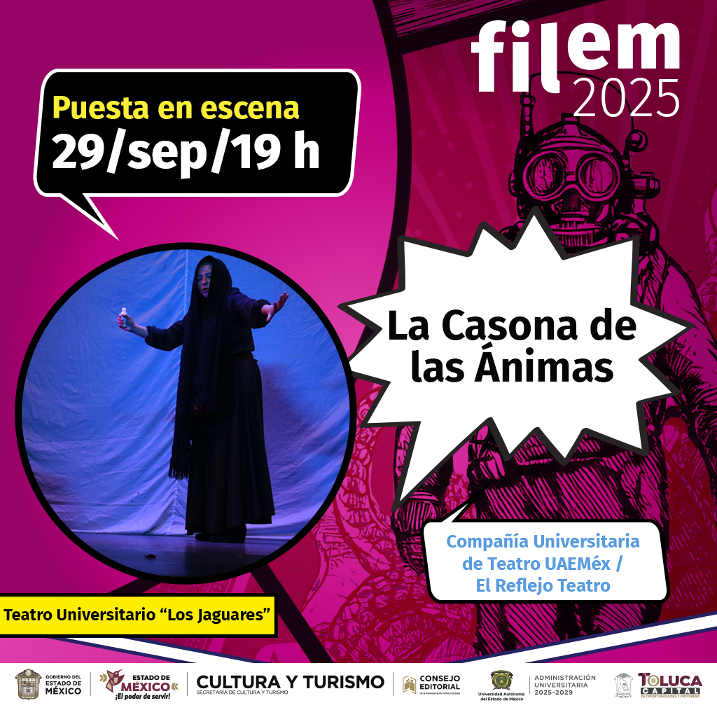 Te invitamos a disfrutar de dos imperdibles puestas en escena que celebran el arte y la cultura en la #Filem2025

📍 Teatro Universitario “Los Jaguares”

<a href="/UAEM_MX/">UAEMéx</a> <a href="/CulturaEdomex/">Secretaría de Cultura y Turismo</a> <a href="/TolucaGob/">Ayuntamiento de Toluca</a>