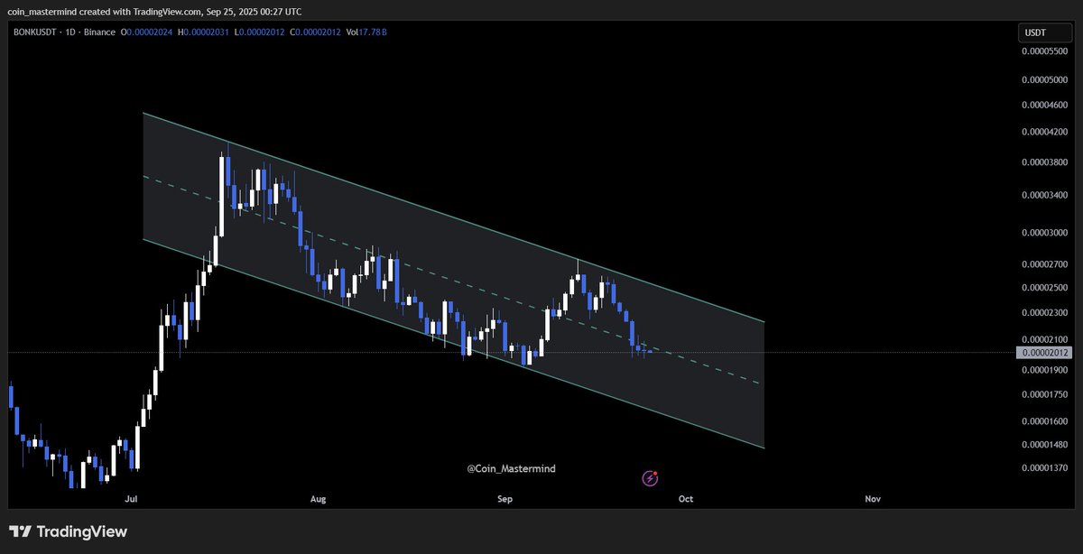 $BONK forming a bullish setup!

📆 Daily TF: Price moving inside a bullish flag, currently testing the midline support 🛡️

Will it re-test the lower trendline or push to the upper? ⚡

👀 Keep an eye for breakout or bounce!

#BONK #BullishFlag #AltcoinWatch
Not financial advice —