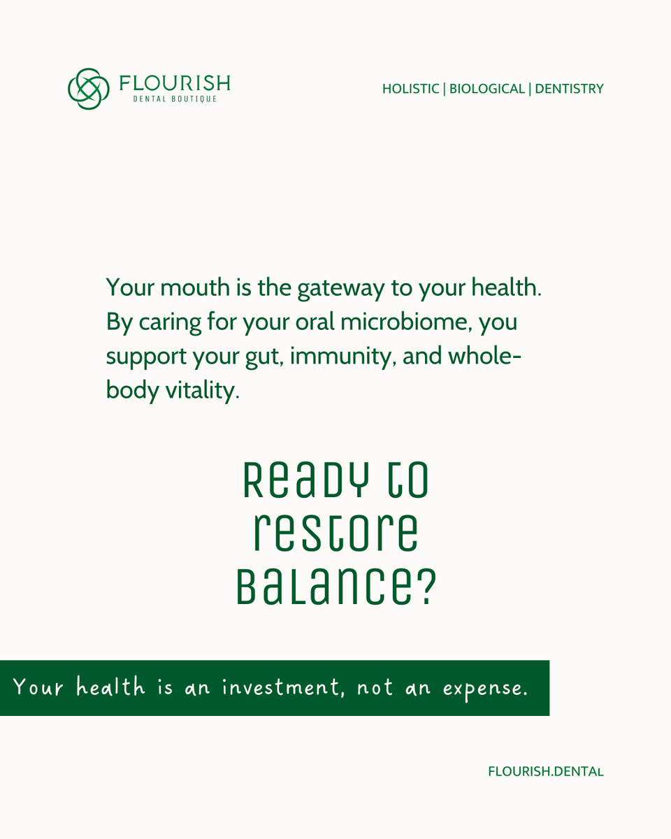 DentalFlourish's tweet image. Read the article at flourish.dental/blog, where Dr. Engram goes in depth into to your gut health and how it&apos;s connected to your oral health.

469.676.2777

#BiohackingHealth #GutBrainConnection #OralMicrobiome #FunctionalMedicine #HolisticHealing