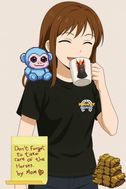 ☀️ Can I get a GM, <a href="/PlanetHorseGame/">Planet Horse</a>  fam? 🐴

Starting the day right with coffee and good vibes with my little <a href="/RonkeOnRon/">Ronin Monke</a> 🐒

 A gentle reminder from mom..
“Don’t forget to take care of the horses.” ❤️

🎁 Random Airdrop Alert! 🎁
💰Drop GM + <a href="/Ronin_Network/">Ronin</a> Address 
💰Tag 3