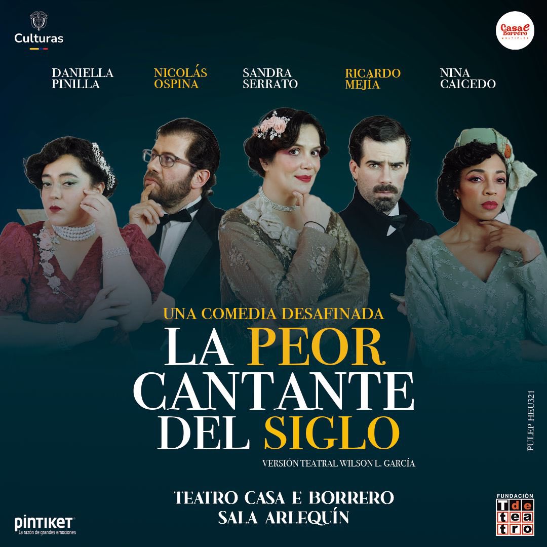 Tercera semana en <a href="/casaeborrero/">Casa E Borrero</a> sala Arlequín de la Comedia sobre la cantante más desafinada del mundo que logró agotar entradas durante sus conciertos Con <a href="/laserrato/">Sandra Serrato</a> <a href="/RMejiabad59469/">Ricardiaco</a> <a href="/NinaCaicedo/">Nina Caicedo</a> produce <a href="/TTdeTeatro/">Fundación T de Teatro</a> entradas <a href="/PinTiketCol/">PinTiketCol</a> algo bueno de ver!
<a href="/MiRedVista/">MiRedVista</a> 
<a href="/idartes/">Idartes</a>