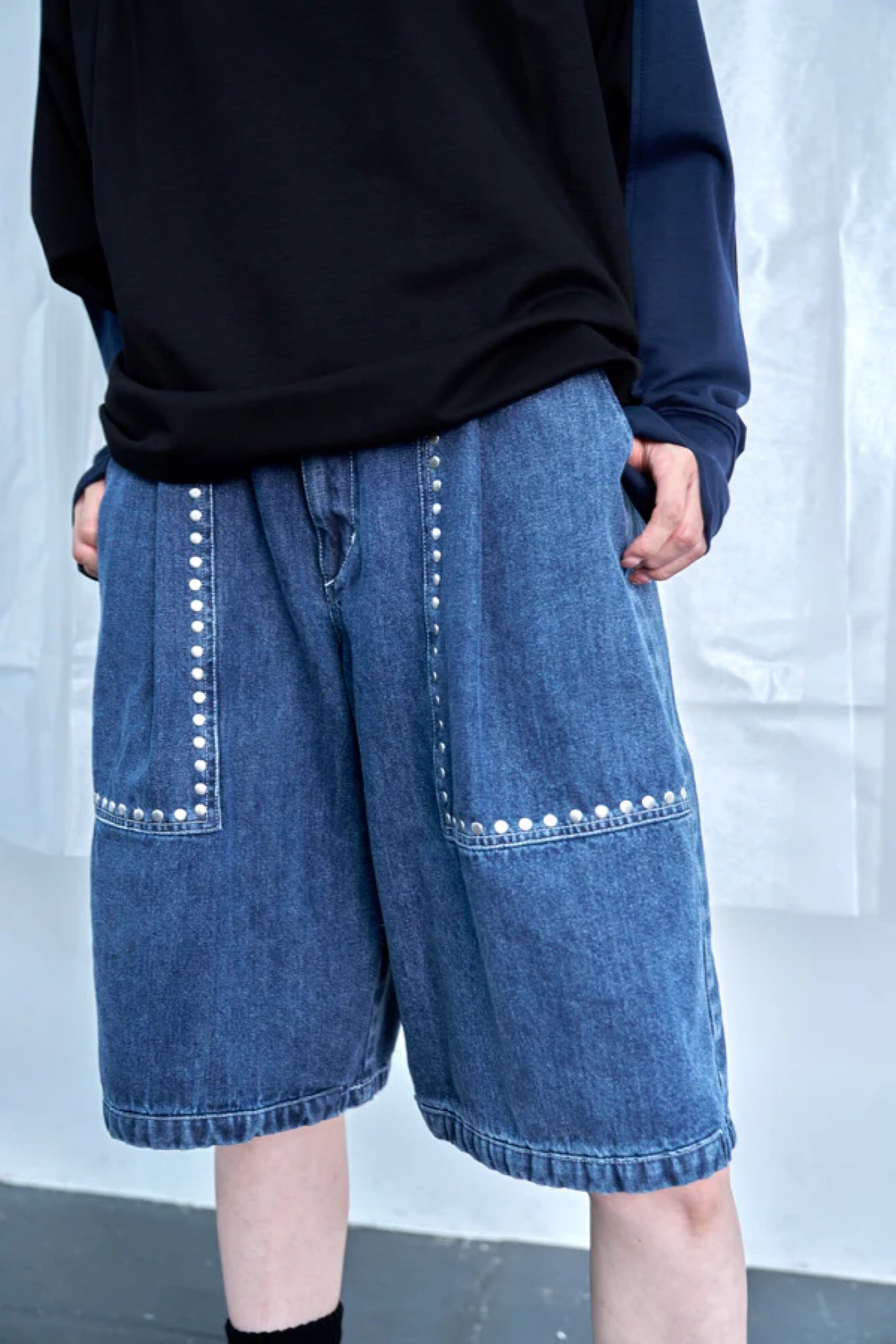 【nammi 】LINKABLE デニムエンブロイダリートップス(ブルー) NEEDBY heritage（ニードバイヘリテージ）の「【NEEDBY for ADAM