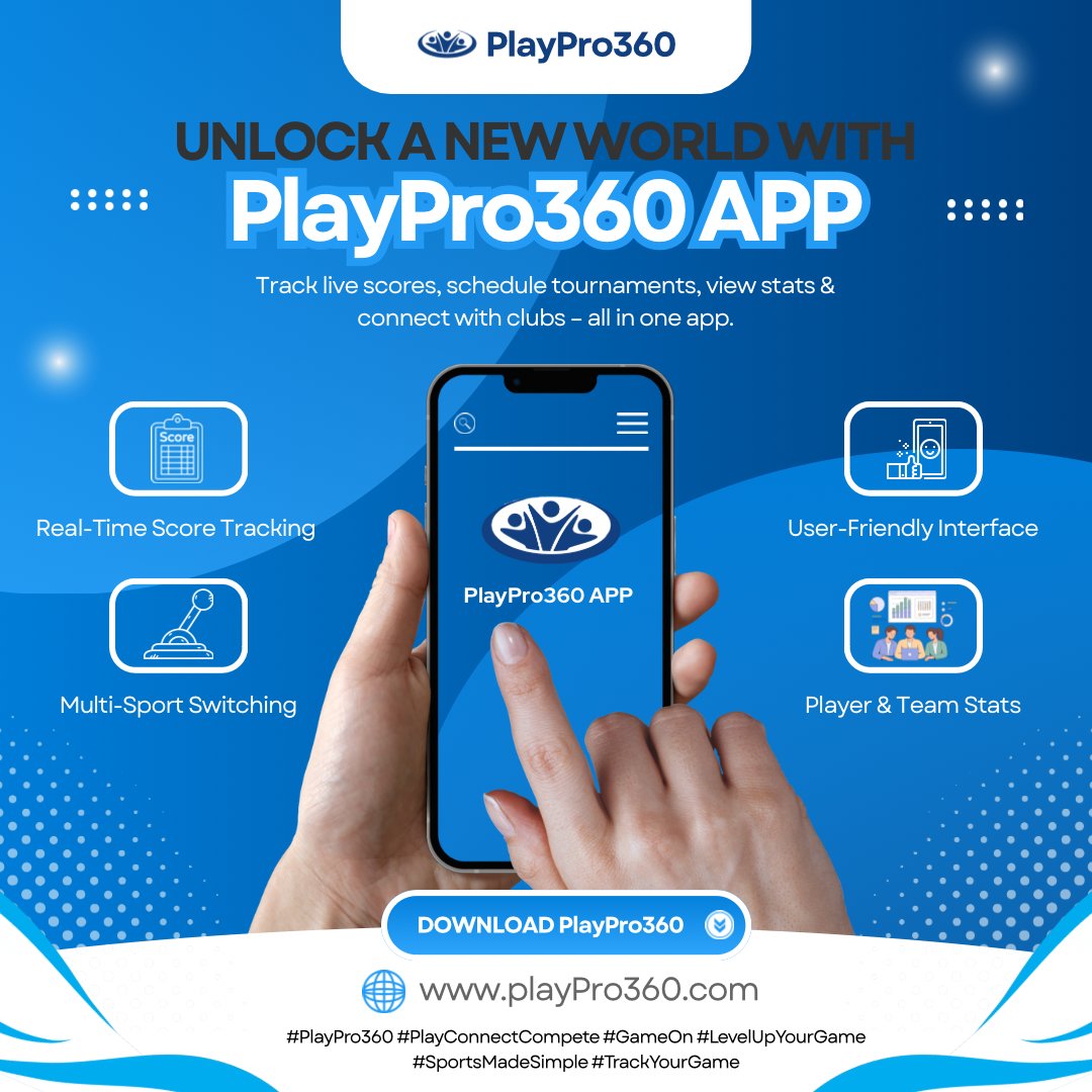 playpro360_'s tweet photo. Players often face difficulty managing matches and scores. PlayPro360 solves this with easy scheduling, live tracking and performance stats.

#PlayPro360 #PlayConnectCompete #GameOn #LevelUpYourGame #SportsMadeSimple #TrackYourGame #SportsTech https://t.co/uPXyspWbEG