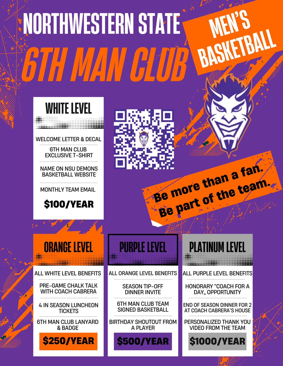 NSUDemonsMBB's tweet photo. 🏀 Be more than a fan—be part of the team! 😈 Join the 6th Man Club and support Demon Basketball with exclusive perks.
👉 Scan the QR code to join today!
#ForkEmDemons #6thManClub https://t.co/Np33aYSzP9