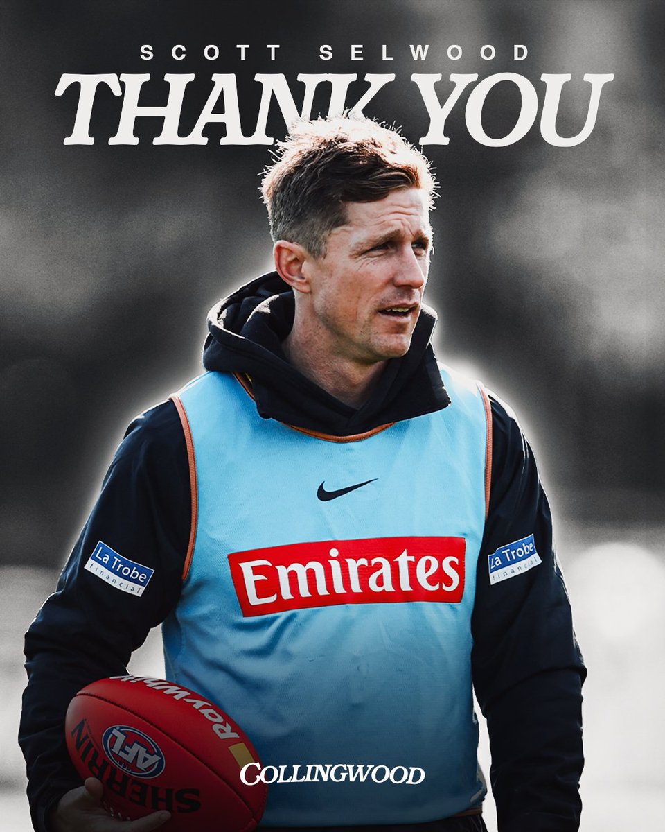 CollingwoodFC's tweet photo. Thanks for everything, Scoot 🤝
Assistant coach Scott Selwood has made the decision to take time away from the game in 2026, after six seasons at our Club.
📝 Read more: https://t.co/gf1janhg4Y https://t.co/V6bvCdUcFl