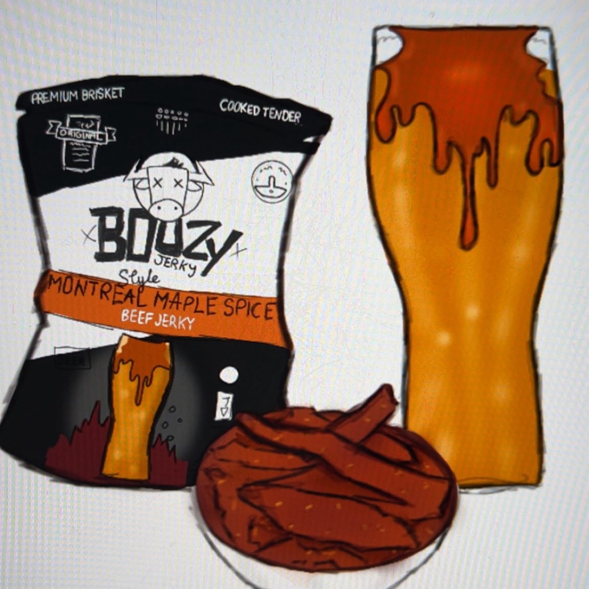 Our #graphicdesigner is out #sick - buy some #boozyjerky so we can send em’ a #getwell package