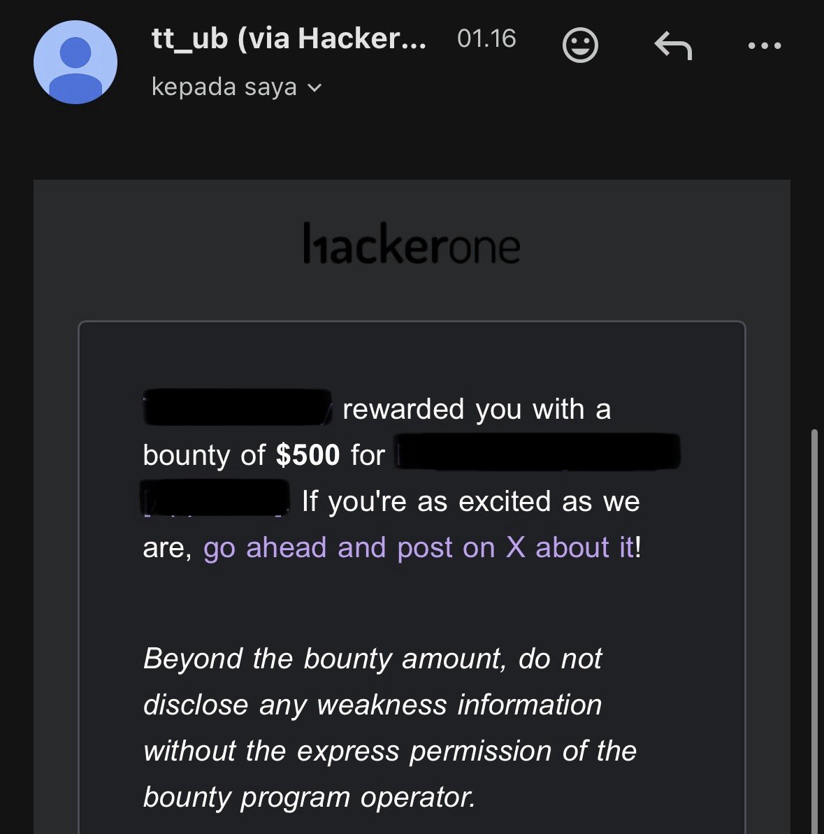 w_n1rmala's tweet image. class issues they said😂, allhamdulillah👍

#bugbounty
#hackerone
