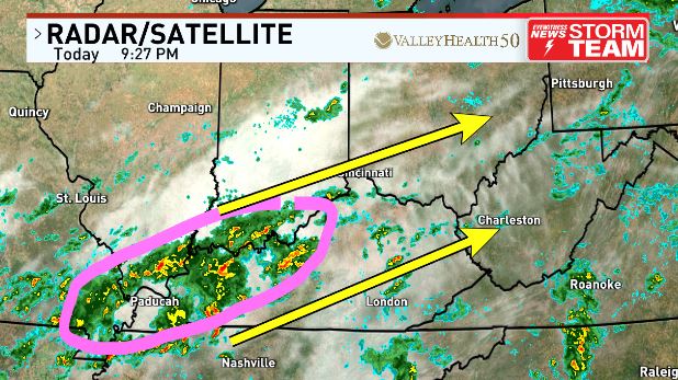 Rain is spotty now this evening but another organized batch of rain/thunder developing in the western half of Kentucky. This will slide over our area overnight into Thursday morning with a general 1-2" and locally higher amounts that can cause pockets of high water.