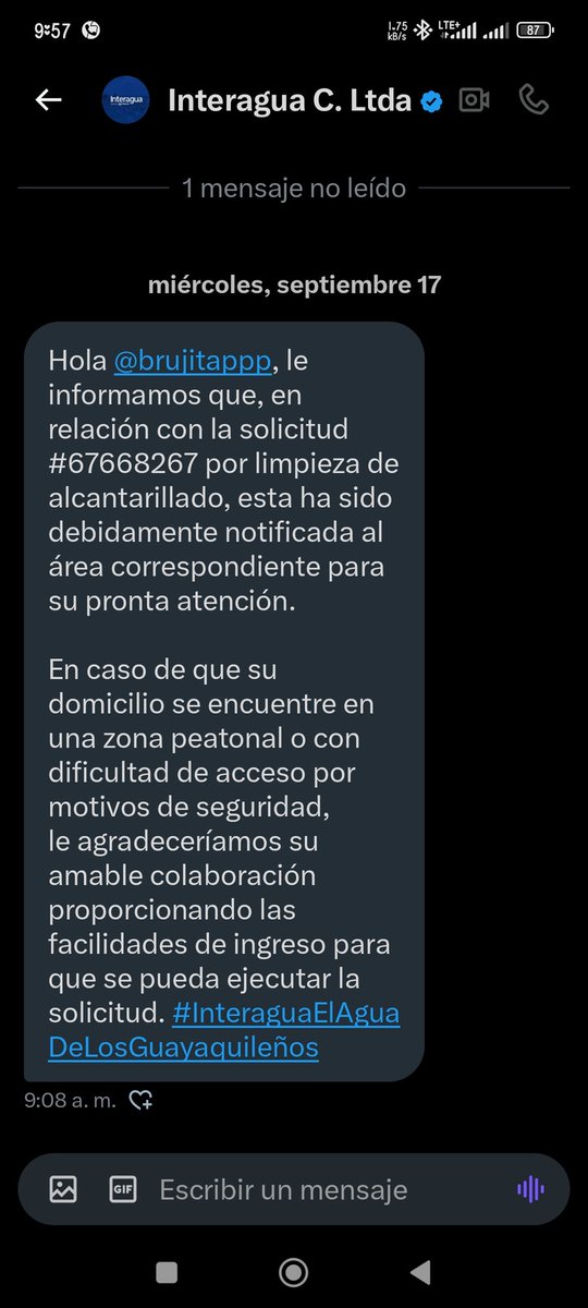 brujitappp's tweet photo. @interagua Pura propaganda y las alcantarillas de la trinitaria rebosadas más de un mes con el problema y no resuelven, solo mensajes automáticos, mientras el estado de la solicitud no cambia. https://t.co/wqi5DGPTl4
