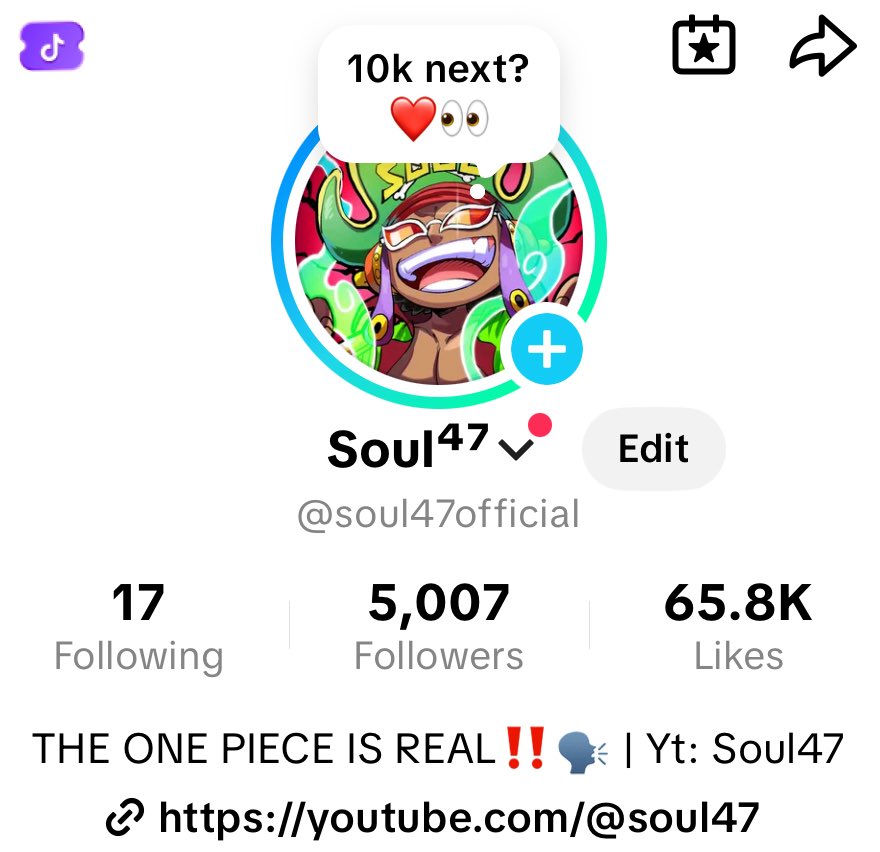 5,000 on TikTok. Been growing❤️🙏

tiktok.com/@soul47official

#soul47 #streamer #opbr