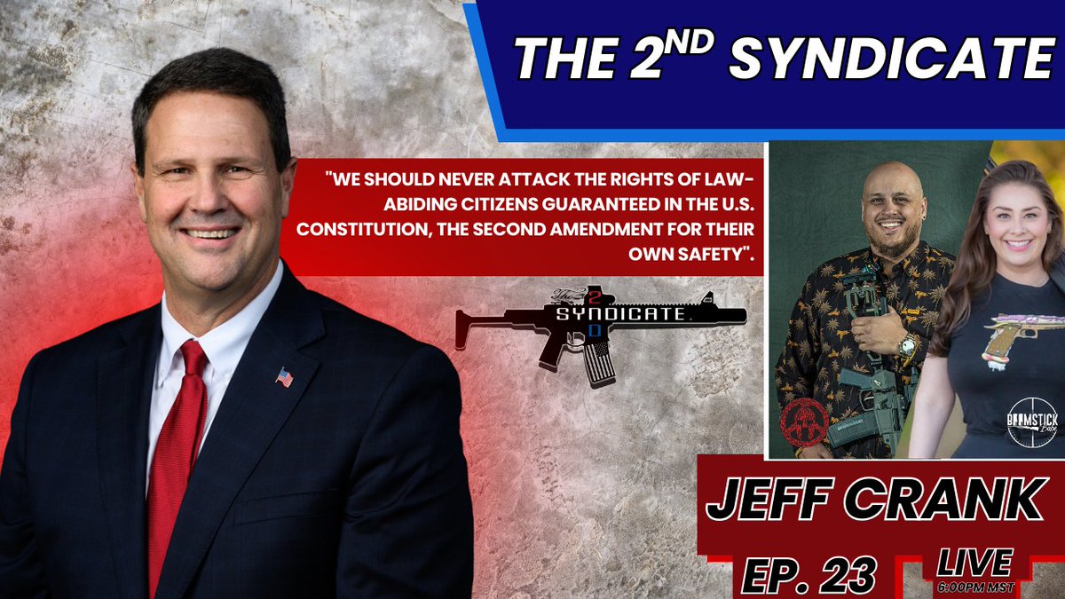 📷 The 2nd Syndicate, Where the 2nd is first!📷
Episode 23 coming in hot TONIGHT !!!🔥 

We have Jeff Crank who is Colorado’s Fifth Congressional District in the U.S. House of Representatives. Tune in tonight to Jeff's take on 2nd Amendment what it is like being inside the