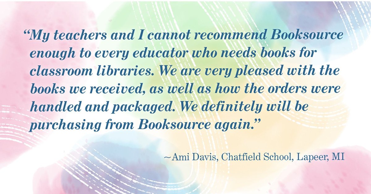 Booksource's tweet image. We love hearing about our customers’ experiences! Learn more about our excellent classroom services at Booksource.com 📚
#Booksource #ClassroomLibraries #EdChat