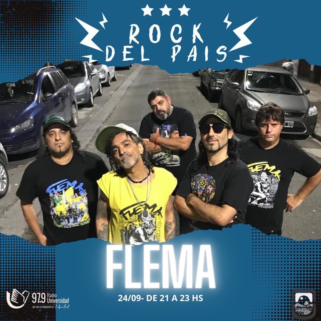 Este 24/09 a  las 21.30 hs  en ROCK DEL PAIS en <a href="/unslradio/">Radio UNSL</a>

Entrevistamos a  <a href="/OficialFlema/">Flema</a>  

Este proximo 3/10  vuelve Flema a San Luis  en Comuna Club y antes pasan por nuestro programa.

Con la conduccion  de Danny Cayuman 

Escucha la nota en radiouniversidad.unsl.edu.ar