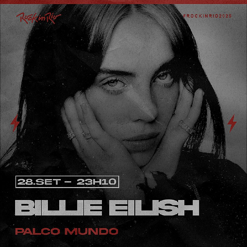 28.SET, domingo, às 23h10, BILLIE EILISH no #PALCOMUNDO do #𝖱𝗈𝖼𝗄𝖨𝗇𝖱𝗂𝗈𝟤𝟢𝟤𝟧.