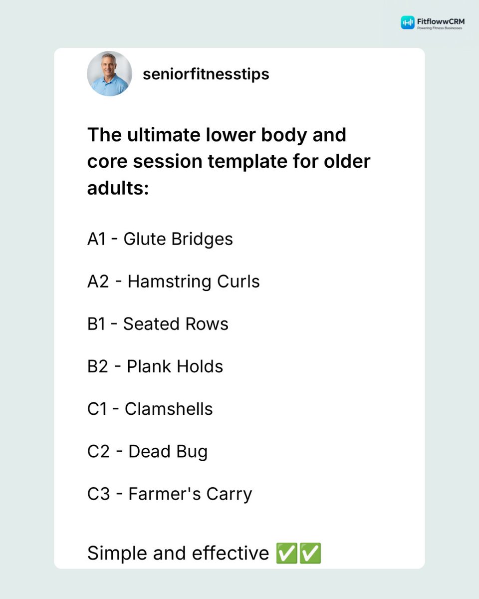 FitFlowwcrm's tweet image. #seniorfitness

The ultimate lower body and core session template for older adults: