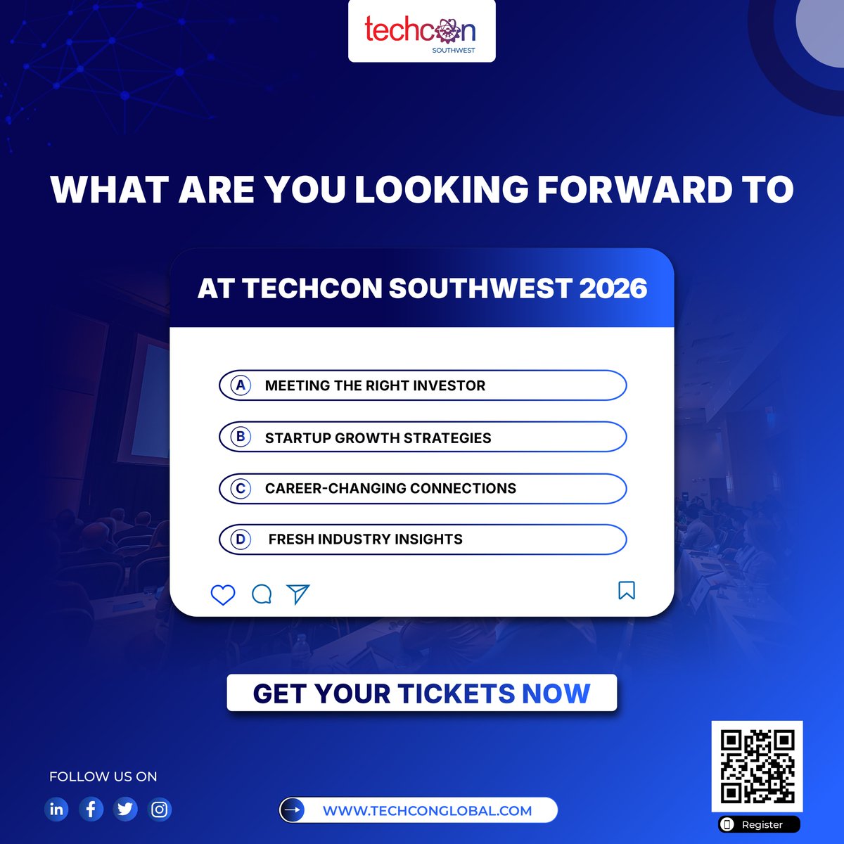 TechCon_Global's tweet image. 🌟 Shaping the Future at TechCon SouthWest 2026
TechCon SouthWest 2026 isn’t just an event, it’s where startups, investors, and innovators gather to unlock tomorrow’s opportunities.
We want to hear from YOU 👇
What excites you most about being part of this movement?
🗳 Cast…