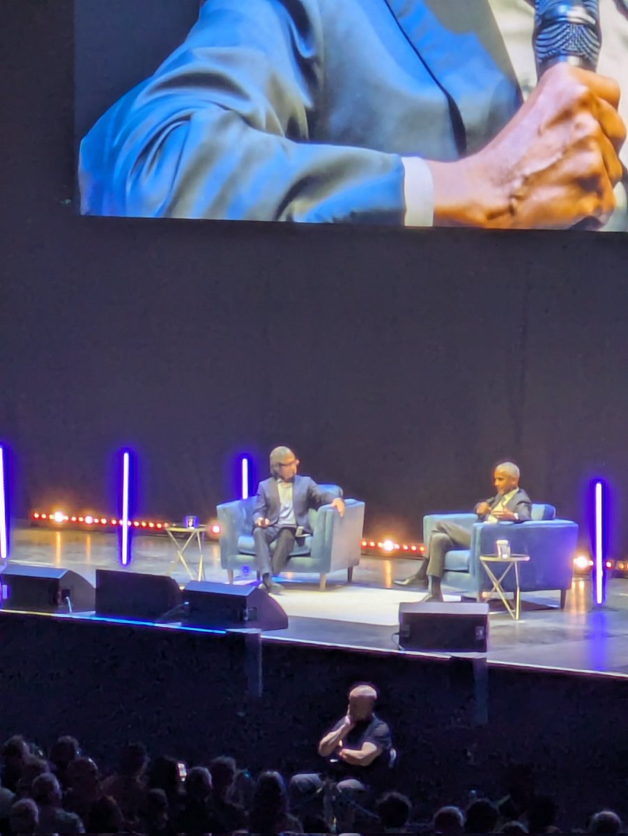 At the O2 seeing <a href="/BarackObama/">Barack Obama</a> . An American woman sat in front of me asked who was the man everyone was getting selfies with.I told her it was the Mayor of London <a href="/SadiqKhan/">Sadiq Khan</a> and explained his dislike for the current potus. Her response was "oh I like him already" 
Great night.