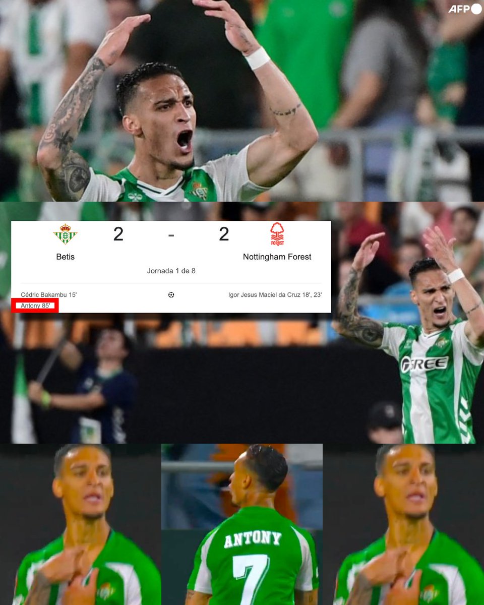 ¡¡EL ELEGIDO ANTONY ESTÁ DE VUELTA!!

✅ Hoy firmó una asistencia.
✅ Hoy marcó gol.
✅ Hoy rescató el empate para Betis en el inicio de la Europa League.
✅ Hoy fue el jugador que más duelos ganó (12).
✅ Hoy fue el jugador con más faltas recibidas (5). 
✅ Hoy fue la figura de