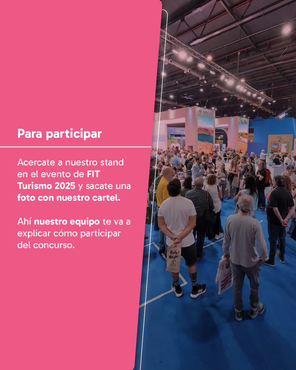 SORTEO “ME VOY A ESQUEL” 
¡Este finde te esperamos en la FIT. Bs.As. 
Vení a descubrir lo que Esquel tiene para vos y podrás participa del sorteo “Me Voy a Esquel” 
📍 Stand de Chubut 
📅 27 y 28 de septiembre
✨ Sorteo exclusivo para asistentes presenciales.