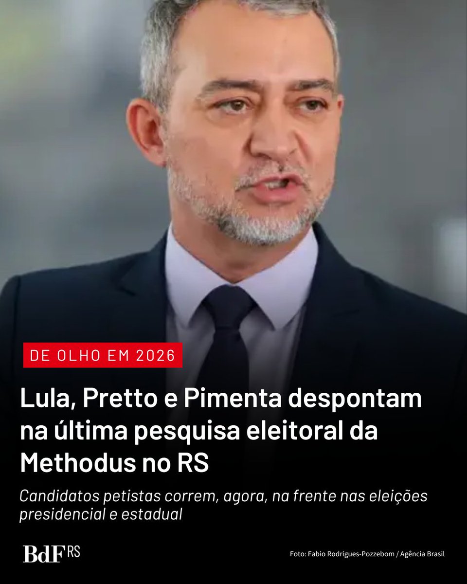 👁️ DE OLHO EM 2026
Lula, Pretto e Pimenta despontam na última pesquisa eleitoral da Methodus no RS

Candidatos petistas correm, agora, na frente nas eleições presidencial e estadual

📱 Leia no Brasil de Fato: tinyurl.com/4bswted7