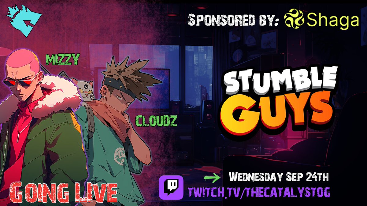 CatalystOG Stumbles into a new game..

<a href="/mizzysworld/">mizzy ✦ ⟡ | catalyst</a> &amp; <a href="/ClouDzFTW/">¢ℓσυ∂z ☁️| Catalyst</a> gear up to play <a href="/StumbleGuysGame/">Stumble Guys</a> through Cloud Gaming.

Using the <a href="/playonshaga/">Shaga ☁️🎮</a> app. 🤝

A fun time &amp; pure madness is guaranteed. 

But who knows what else to expect with this one 😅

NOW LIVE on Twitch 👇