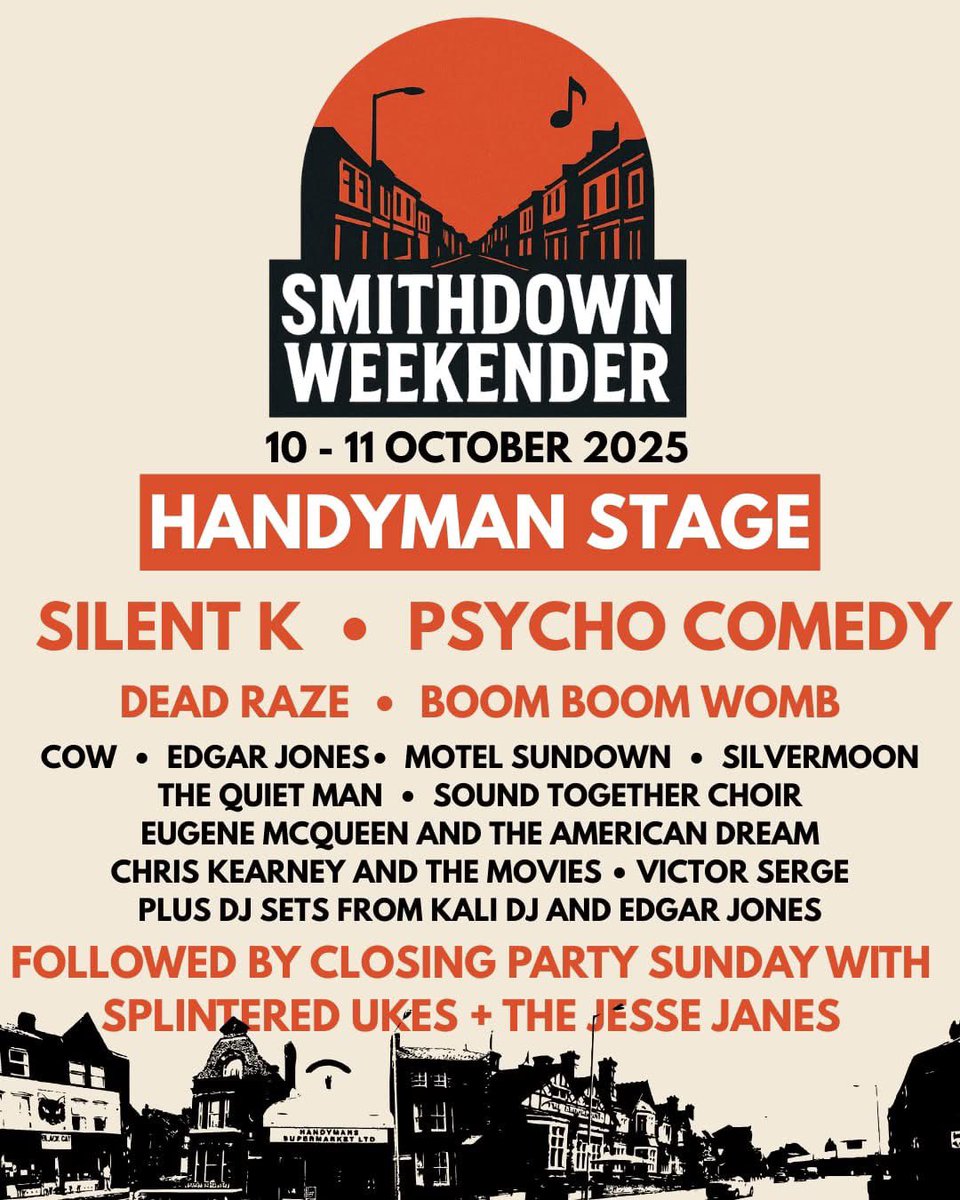 Final artists announced for the <a href="/SmithdownFest/">SmithdownFestival</a> Weekender at the <a href="/handymanSmarket/">HANDYMAN SUPERMARKET</a> / <a href="/handymanbrewery/">Beer</a> ! 10-11 October 2025!

#liverpoolmusic #craftbeer #smithdownroad #music #liverpool #southliverpool