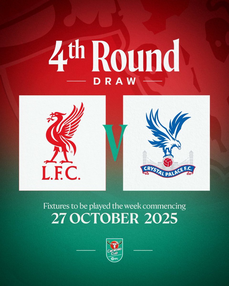 We will face Crystal Palace in the #CarabaoCup fourth round 👊