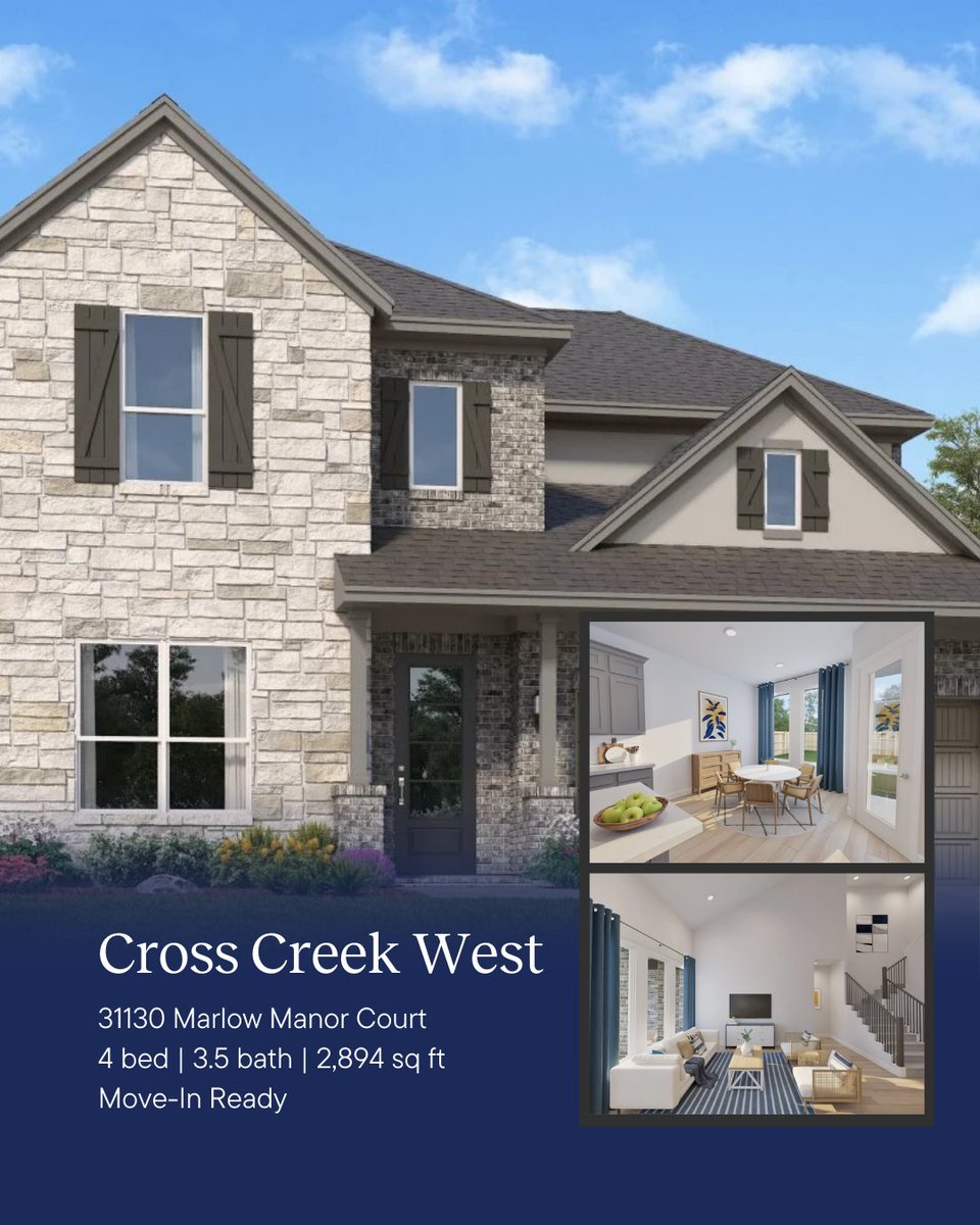 VBHouston's tweet image. ✨ Find your dream home in Cross Creek West ✨

Nestled in the laidback city of Fulshear, TX, this master-planned community offers new single-family homes with modern designs and family-friendly amenities. 

📞 Call 888-671-8175 to schedule your tour today!