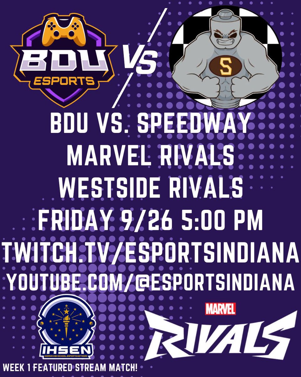 This Friday we face <a href="/SpeedwayEsports/">SparkplugsEsports</a> in the <a href="/EsportsIndiana/">Indiana Esports Network</a> <a href="/MarvelRivals/">Marvel Rivals</a> featured stream match!