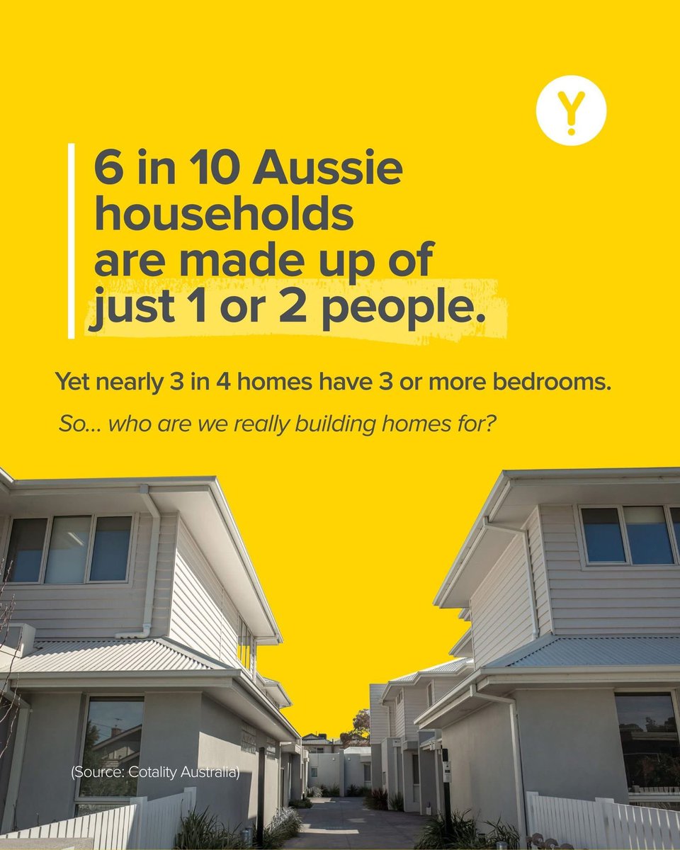 YBRInnerMelb's tweet photo. Three-bedroom home for one person? It’s more common than you think. We’re seeing more Aussies having to choose between oversized homes or overpriced apartments. Learn more here: https://t.co/PdMZjy3mTC https://t.co/inesHHMxB3