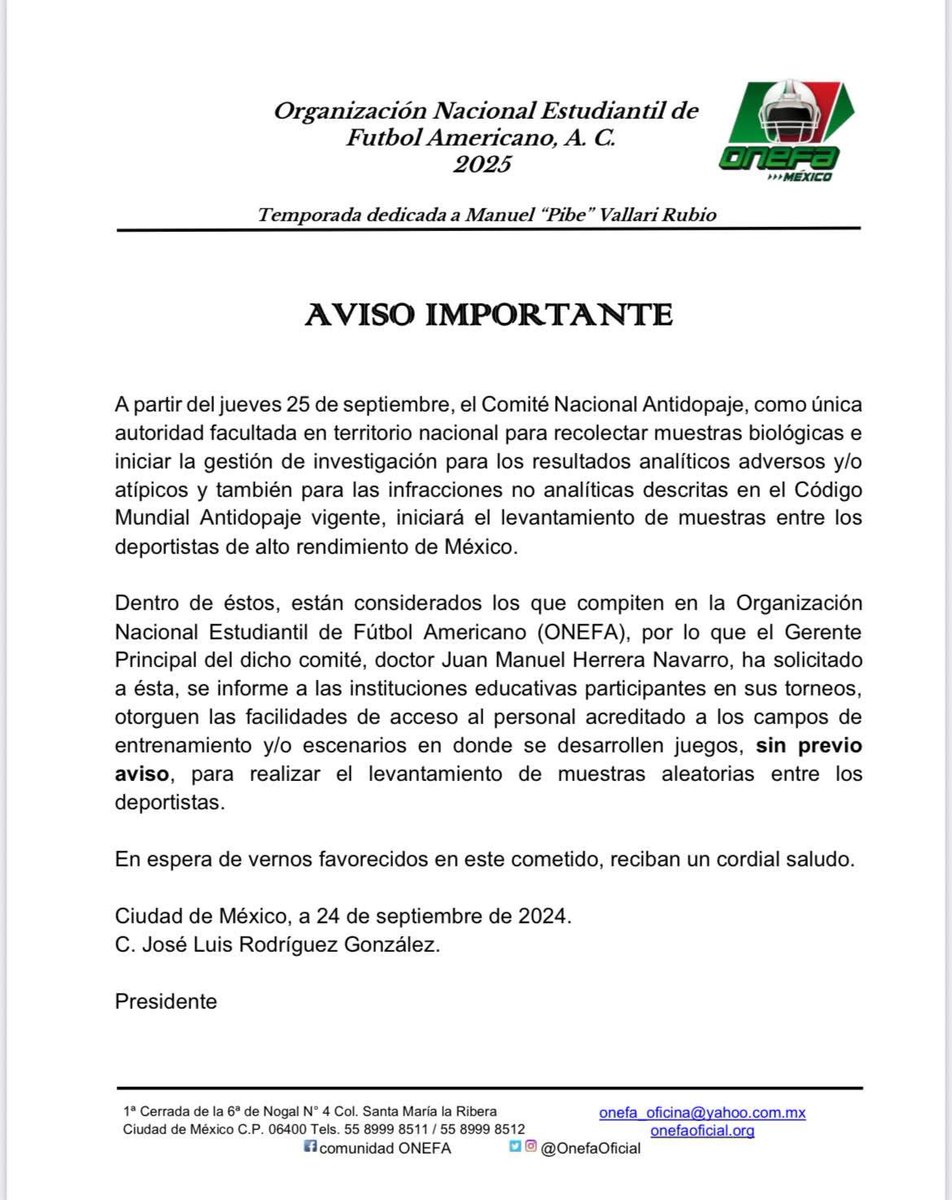 Se abre la puerta para análisis antidoping en la Liga Mayor. #LVAF