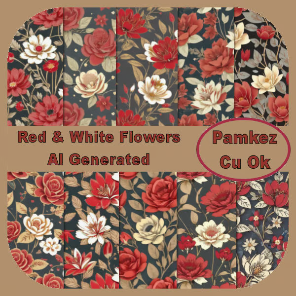 BerryApplicious's tweet image. AI Red &amp;amp; White Flowers - Digital Paper Pack payhip.com/b/LpVb7