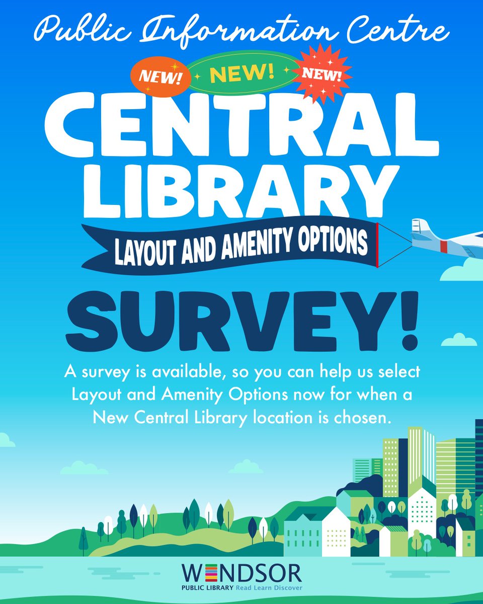 windsorpublib's tweet image. At our recent open house, we revealed three exciting layout and amenity options for a future Central Branch. If you missed it, no problem! You can still view the designs and share your thoughts online.
Visit windsorpubliclibrary.com. The Survey is open until October 5 #WPL