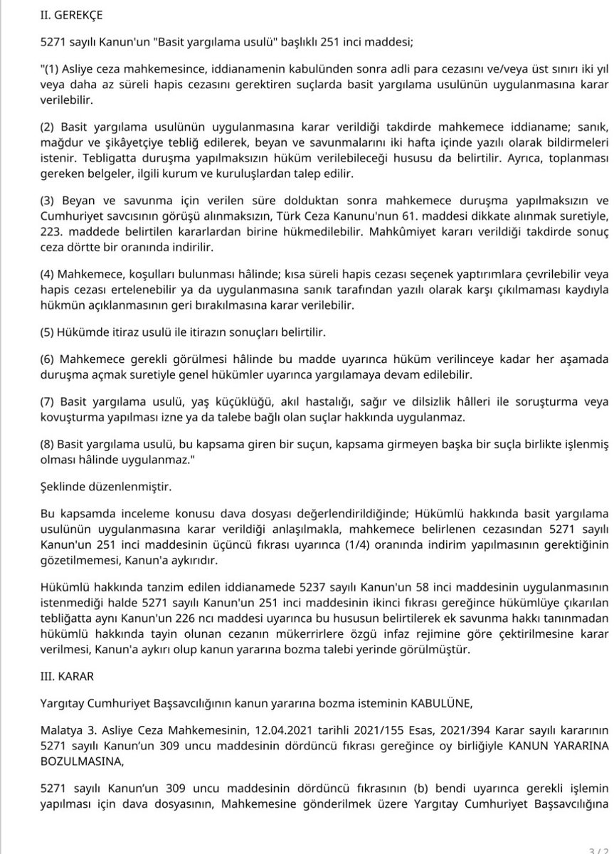 USULDEN BOZMA SEBEBİ
📌Basit yargılama usulü uygulansa bile hükümlüye çıkarılan tebligatta EK SAVUNMA HAKKI tanınmadan TEKERRÜR UYGULANANAZ
KANUN YARARINA BOZMA
Yargıtay 8 CD, 10.10 2024 
2023/2071E, 2024/7591K⬇️