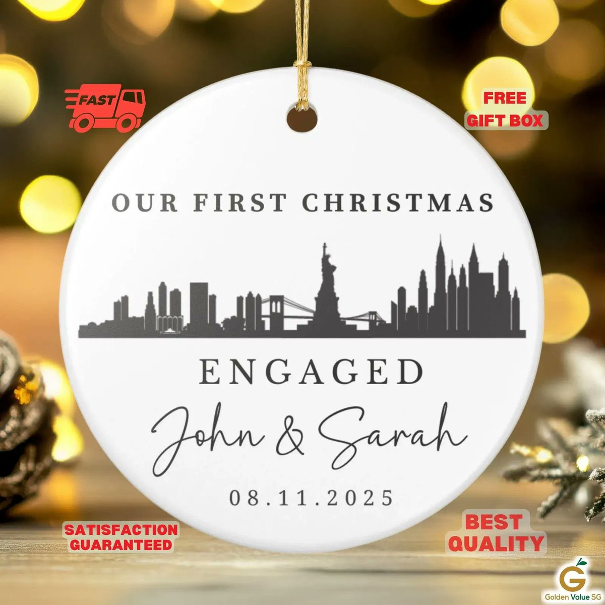 GoldenValueSG's tweet image. Celebrate your engagement with our Personalized New York Ornament! This ceramic ornament is a perfect keepsake featuring the iconic skyline.🎄 Get yours now 👉 go.goldenvaluesg.com/iJd8 ✨
#EngagementKeepsake #NYCOrnament #newyorkskyline #coupleskeepsake #ceramicornament