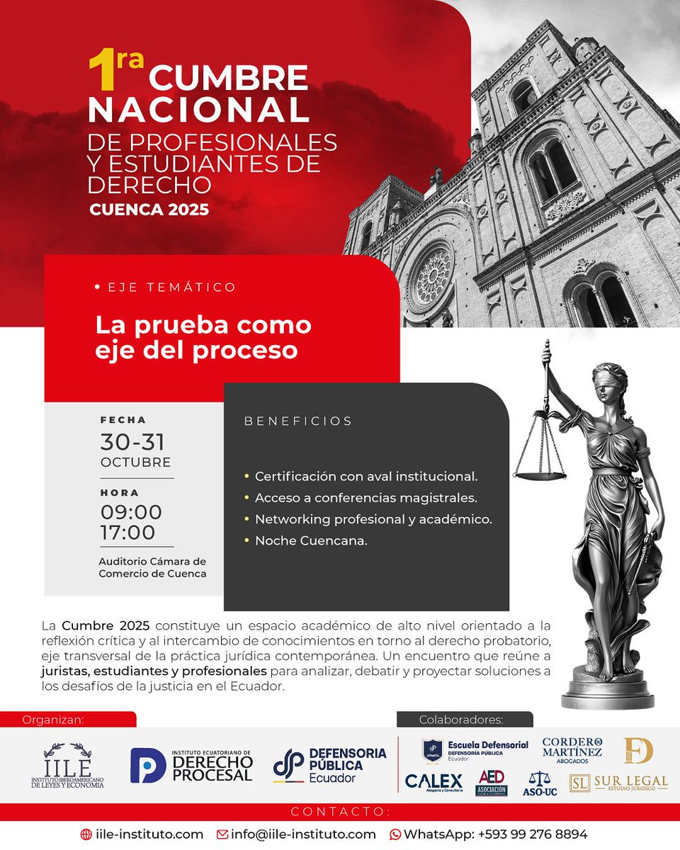 paulinaaraujog's tweet photo. Les quiero invitar el 30 y 31 de octubre a este evento imperdible en la hermosa ciudad de #Cuenca

I Cumbre nacional de profesionales y estudiantes de Derecho 2025 https://t.co/RCyypFZ3th