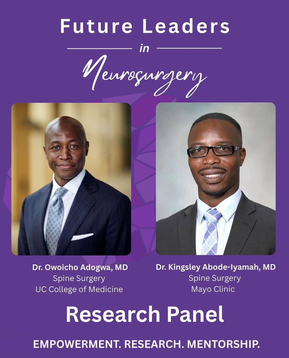Congratulations to our President, Dr. Owoicho Adogwa, MD, and Dr. Kingsley Abodelyamah, MD, on being appointed to the Future Leaders in Neurosurgery Symposium Research Panel! We’re proud to see our members leading the way and inspiring the next generation.

#ASBNOrg #Neurosurgery