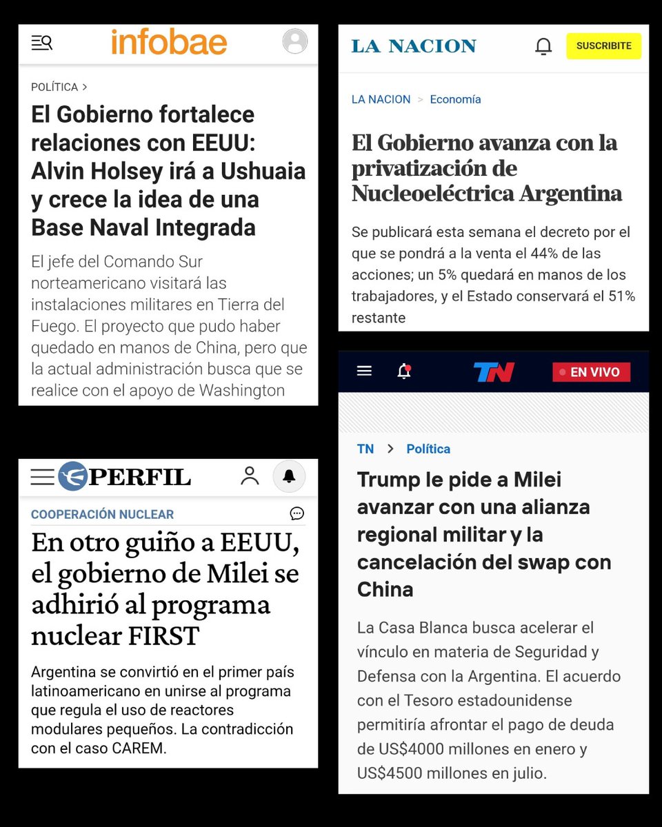 aserquis's tweet image. Unas reflexiones sobre la humillante reunión de Milei con Trump.

Esta nueva deuda con EEUU significa una de las entregas de soberanía económica y geopolítica más grandes de nuestra historia.

El acuerdo es sencillo:
Ellos nos prestan dólares para estabilizar la moneda y la…