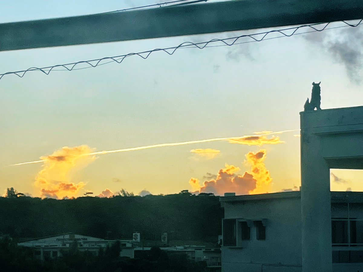 hinode_1010's tweet photo. おはよう
#飛行機雲
#シーサー https://t.co/xLmPP53I6r