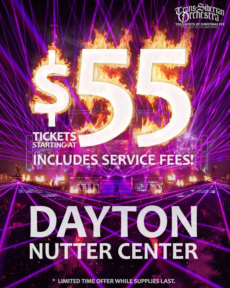 Trans-Siberian Orchestra is offering their lowest ticket price in years, including fees*, for a limited time only - get yours now and bring the family to the ultimate rock holiday tradition!
 
*Additional tax may apply