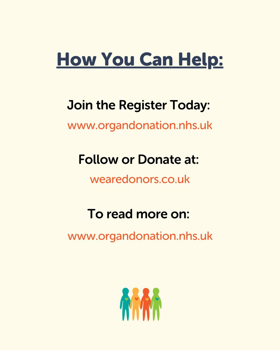 🧡 It’s Organ Donation Week (22–28 Sept)!
Over 8,000 people (incl. 276 children) are waiting for a transplant. In the last 10 years, 12,000+ people sadly passed away  before getting one.
Let’s change that.
🔗 organdonation.nhs.uk
#OrganDonationWeek #NHSBT #WeAreDonorsUK